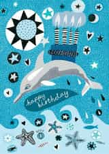 Happy Birthday Dolphin and Birthday Cake Card created by The Illustrated World of Lisa Berkshire