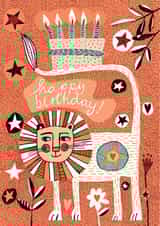 Birthday Lion and Cake Card created by The Illustrated World of Lisa Berkshire