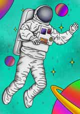 Out of this world astronaut birthday card created by Ben Taylor