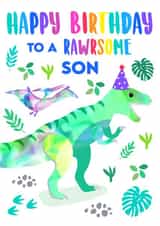Rawrsome Son T-Rex Birthday Card created by Colour Pop Prints
