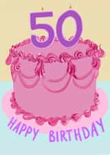 50th Birthday card with vintage cake created by Cards you fancy