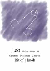 Cheeky zodiac-themed birthday card for a Leo created by Shore Designs