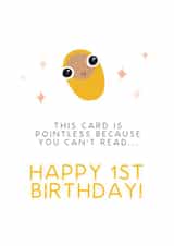 Pointless First Birthday Card 1002 created by URGHH Card Co.