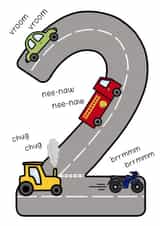 2 Year Old Cars Happy Birthday Card created by The Merry Giraffe