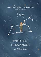 'Leo' Astrology Star Sign Happy Birthday Card created by Flourish Paperworks