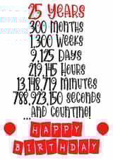 Celebrate a 25th birthday in months/weeks/days/hours/minutes & seconds! created by CardandFast