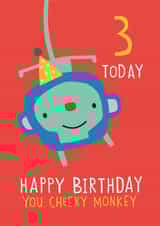 cheeky monkey 3rd birthday card created by Dawn Machell