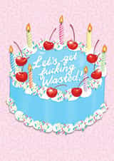 Get Wasted Retro Birthday Cake Card created by The Stylist Illustrates