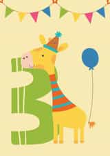 Zoo Giraffe 3rd birthday card created by Prints With Personality