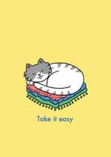 Take it easy cat card created by Emelia Brooks