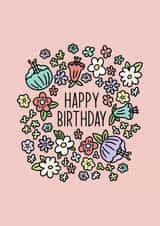 Colourful Florals, happy birthday card, for her, for mum, for girlfriend, floral created by By Emma Dearling