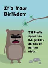 Grizzly Details of Getting Older, Birthday Card created by Lisa Crisafi