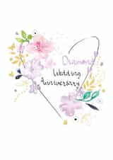 Diamond Wedding Anniversary Floral Love Heart Card created by SABIVO Design by Sabina