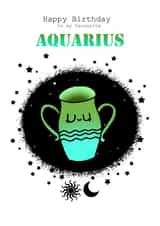 Aquarius - Zodiac Birthday Card created by Sugar Violet Illustration