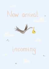 A New Arrival is Incoming, Pregnancy Stork Delivery Card created by Vale Art & Creations