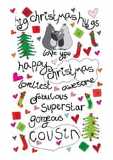 Big Christmas Hugs for a Gorgeous Cousin - Christmas Card created by Paperlicious