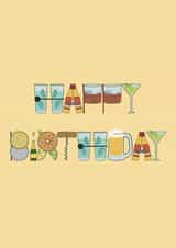 Birthday drinks celebration card created by @hairheadsart