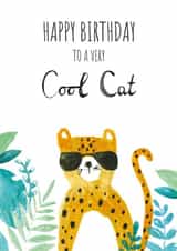 "To A Very Cool Cat" Leopard Birthday Card created by Owen & Wolfey