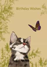 Cat and Butterfly Birthday Card created by Fat Nancy Cards