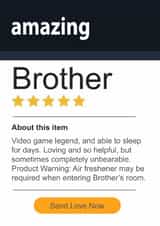 Funny 5 Star Brother Birthday Card - Prime Grade A Amazing Brother, Amazon Love created by Rosewood Design