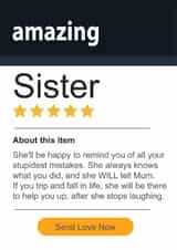 Funny Sister Shopping Birthday Card Prime Amazing Sister, Amazon Love created by Rosewood Design