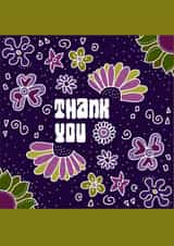 Thank You! Purple and green flowers created by Slugedelic Cardz