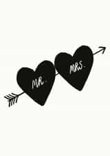 Minimal monochrome Mr & Mrs wedding card created by Yan Yu Lee