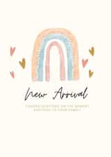 New Arrival, Rainbow and Love Hearts Baby Card created by Regan Ellis