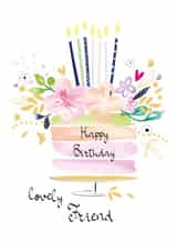 Lovely Friend Floral Birthday Cake Card created by SABIVO Design by Sabina