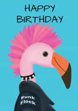 Pink Punk Rocker Flamingo Birthday Card created by Ostara's Attic
