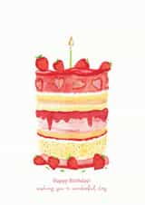 Classic Birthday Card - Cake - Strawberries created by Pink Pen Studio