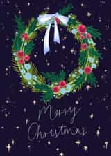 Merry Christmas Wreath Festive Illustrated Christmas Card created by Charlotte Nicholson Design