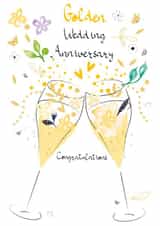 Pretty Prosecco Wedding Anniversary Card - 50 Years - Golden Wedding Anniversary created by SABIVO Design by Sabina