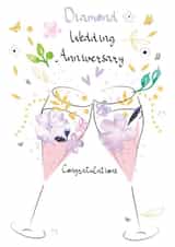 Diamond Wedding Anniversary Floral Prosecco Card created by SABIVO Design by Sabina