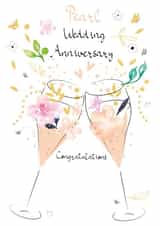 Pretty Pearl Anniversary Card - 30 years - Pearl Wedding Anniversary Congratulations created by SABIVO Design by Sabina