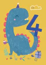 happy 4th birthday dinosaur card created by Laura Pantony