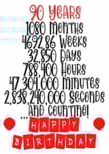 Celebrate a 90th birthday in months/weeks/days/hours/minutes & seconds! created by CardandFast