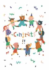 Happy children and animals congratulation card created by Miss NoProblem