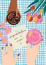 Congratulations Are In Order - Cocktail themed engagement card created by Emmy Lupin Studio 