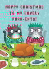 Happy Christmas to my lovely purr-ents! Cat parents Christmas card. created by Hannah Jayne Lewin