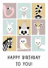 Cute Birthday Card - Animals - Illustrations created by Kampai Designs