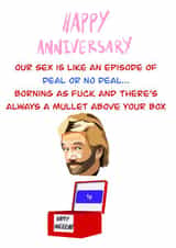 Send a cheeky happy Anniversary message to your loved one. created by @hunky.doryart