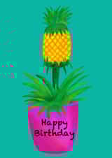 Pineapple plant happy birthday card created by Stacey Illustrates