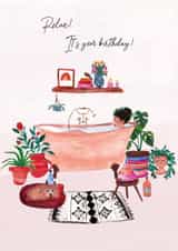 Cute Birthday Card For Her - Cozy Bath & Plants - Relax created by Krupali Patel