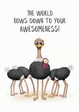 Funny ostrich congratulations card created by Lanther Black