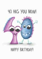 Funny 40th Birthday Age Milestone Card, Cute Number Monsters created by Lanther Black