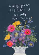 Floral sending hugs Sympathy card, difficult time card, lots of love created by Hannah Owen Illustrates