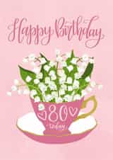 80 Today with Teacup of Flowers and Hand Lettering created by Ness Nordberg