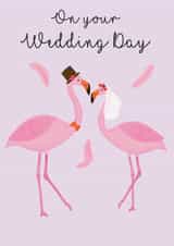 Flamingo Wedding Card - Bride and Groom created by Ostara's Attic
