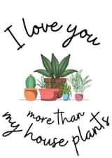 House plant valentines love card created by Georgina Vallat